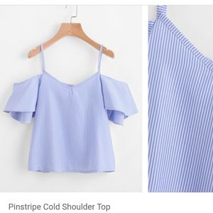 Blue and white Pinstripe top